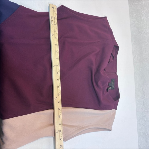 Donna Karan New York Women's Cap-Sleeve Colorblocked Sheath Midi Dress Size 14 - Picture 11 of 13